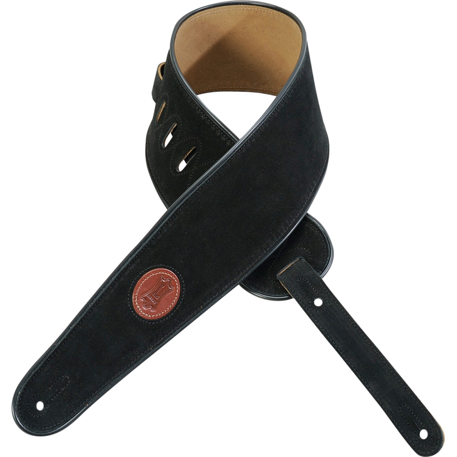 Levy's MSS3-4-BLK Tracolla in pelle scamosciata con piping Black 4'