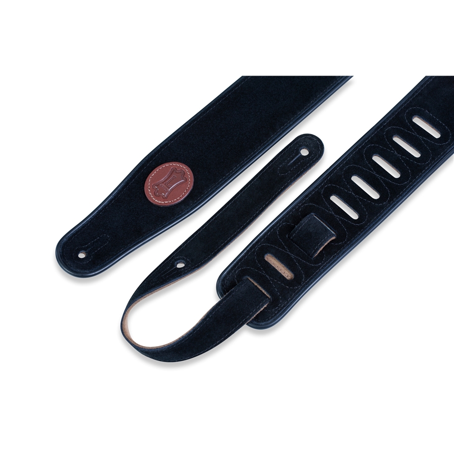 Levy's MSS3-BLK Tracolla in pelle scamosciata con piping Black 2 1/2'