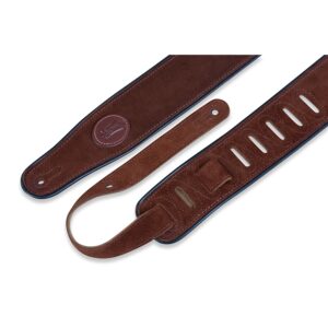 Levy's MSS3-BRN Tracolla in pelle scamosciata Brown con piping Black 2 1/2'