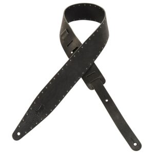 Levy's MV317ST-BLK Tracolla in pelle conciata al vegetale con inserti metallici Black 2 1/2'