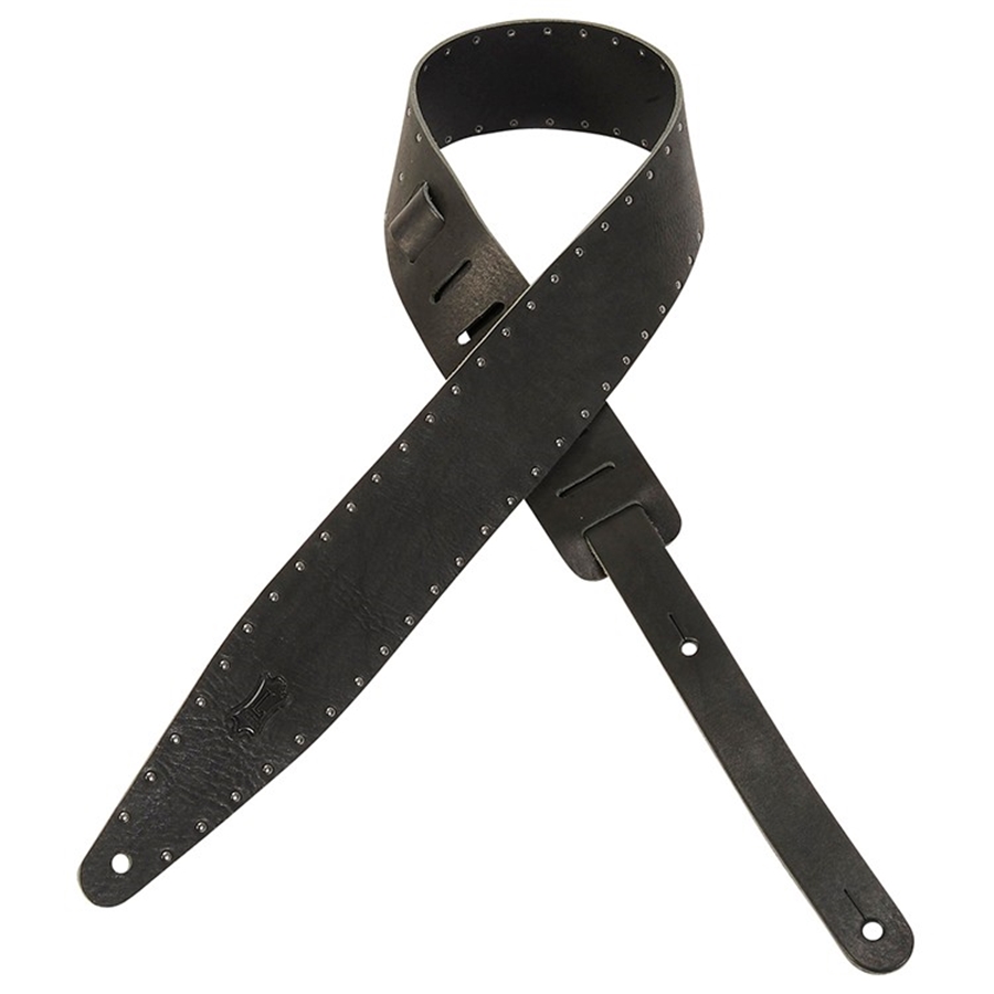Levy's MV317ST-BLK Tracolla in pelle conciata al vegetale con inserti metallici Black 2 1/2'