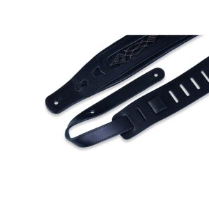 Levy's PM31-BLK Tracolla in pelle conciata al vegetale Black Embroidered 3'