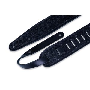 Levy's PM44T01-BLK Tracolla in pelle conciata al vegetale con motivo lavorato a mano Black 3'