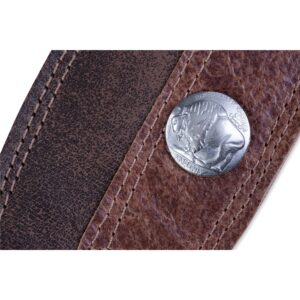 Levy's PMD4BU-DBR Tracolla in pelle con 5 cent coin Two Tone Brown 2 1/2'