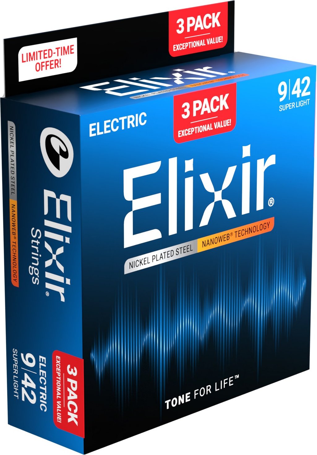 ELIXIR 3-PACK 16566 ELECTR NICKEL PLATED STEEL NANOWEB