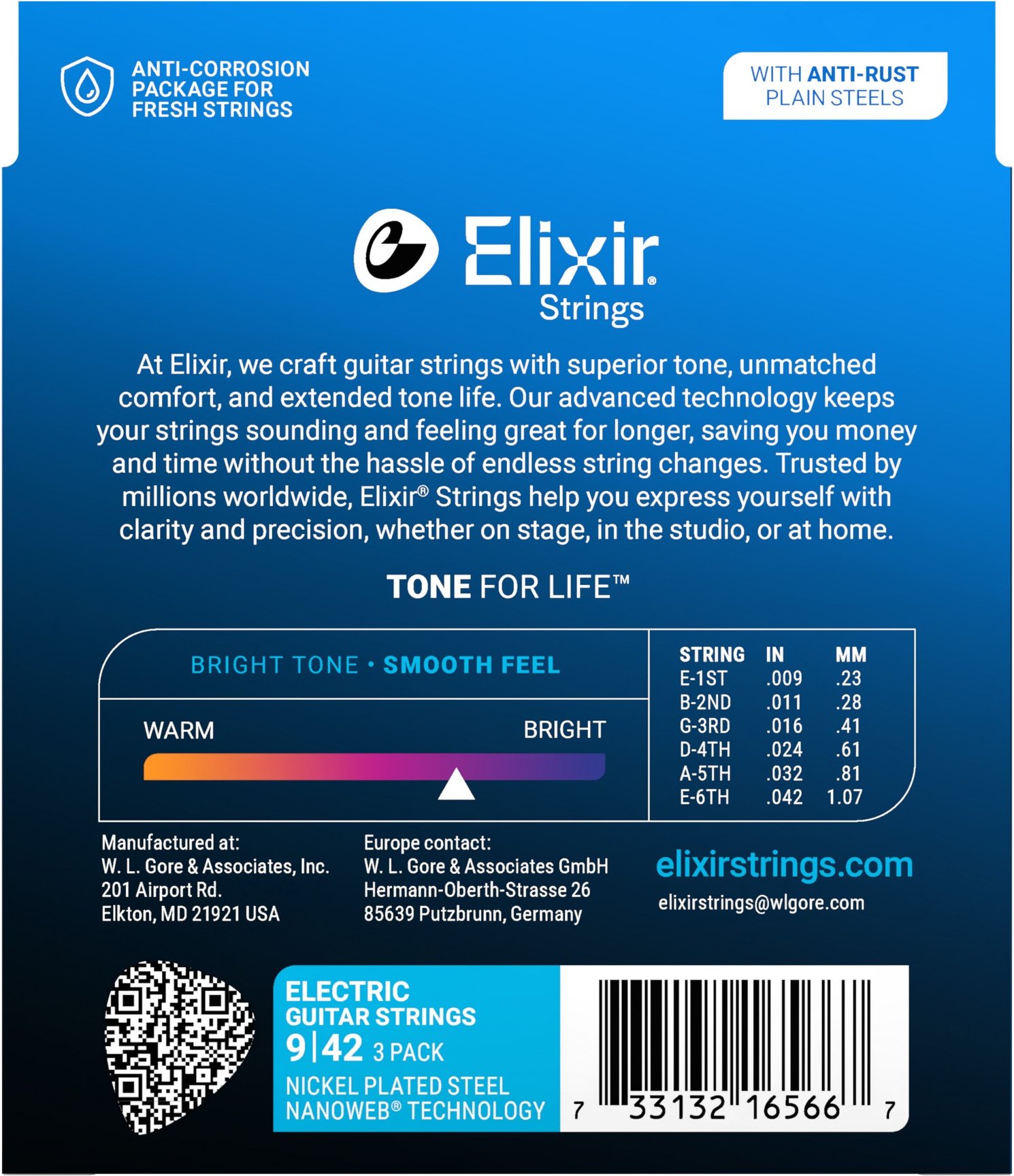 ELIXIR 3-PACK 16566 ELECTR NICKEL PLATED STEEL NANOWEB